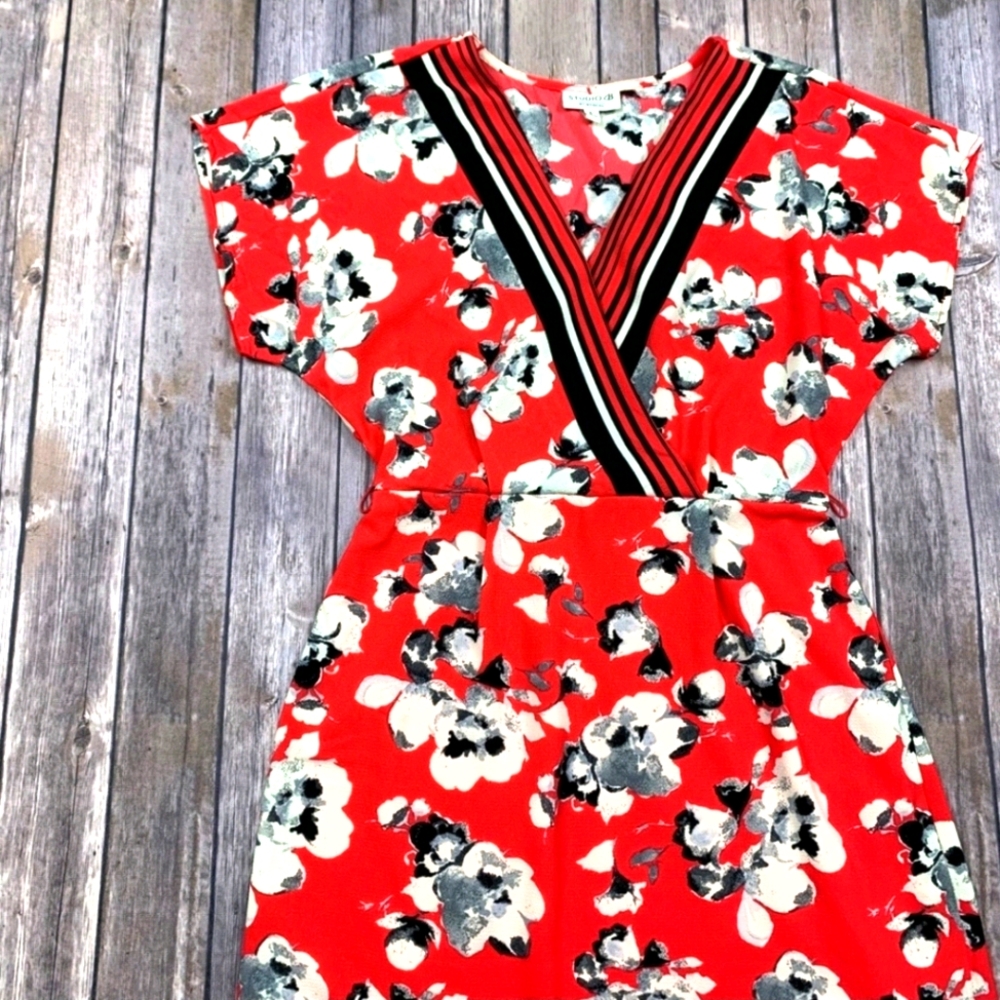 Bobeau red floral dress